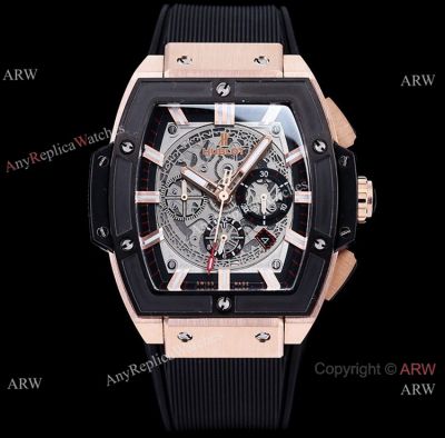 Grade AAA Replica Hublot Spirit of Big Bang 4700 Watch Rose Gold Bezel Rubber Strap